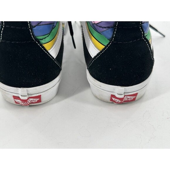 Vans Off the Wall Sk8-Hi Reissue Black Suede Rainbow Leather Sneakers M 8.5 W 10 - Picture 6 of 13